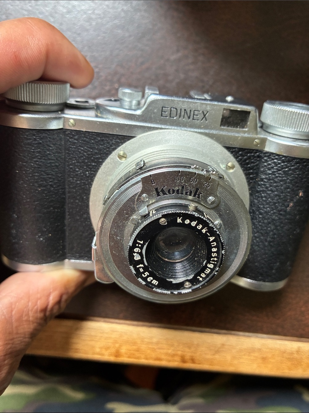 Kodak Black and Silver Rangefinder Camera with Kodak Anastigmat Lens
